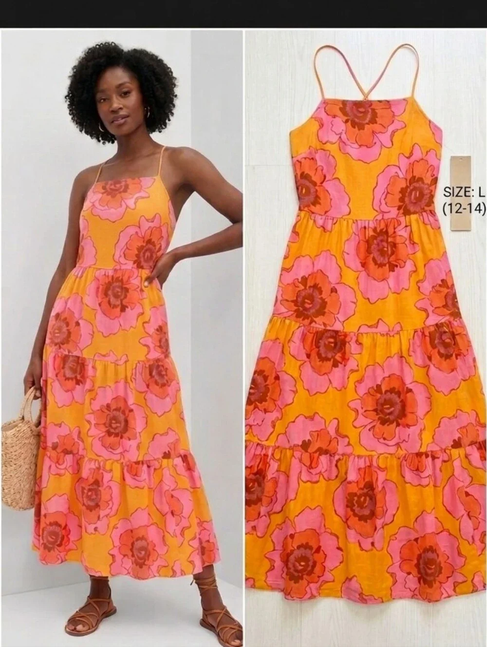 gap pink and orange dress Gap Pink/Orange Striped Dress size Small